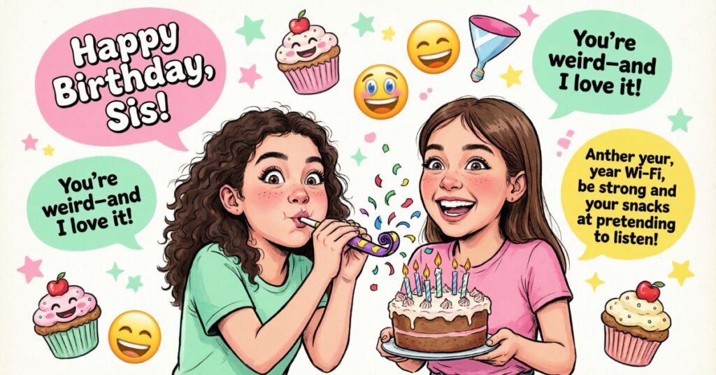 funny wishes for sister birthday